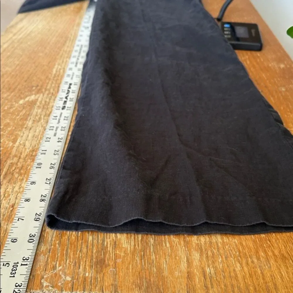 H&M 100% Linen Wide Leg Pants Womens 12 Career Business Breathable Trouser Black